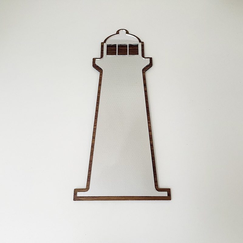 Miroir en forme de phare en bois de noyer 59 x 27  cm
