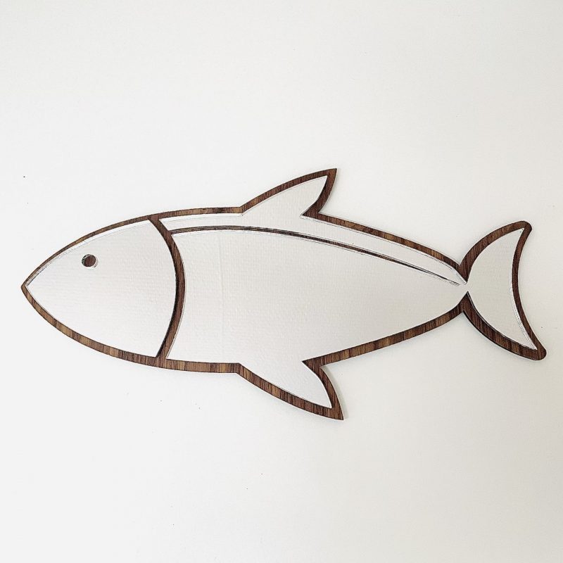Miroir en forme de poisson en bois de noyer 59 x 27  cm
