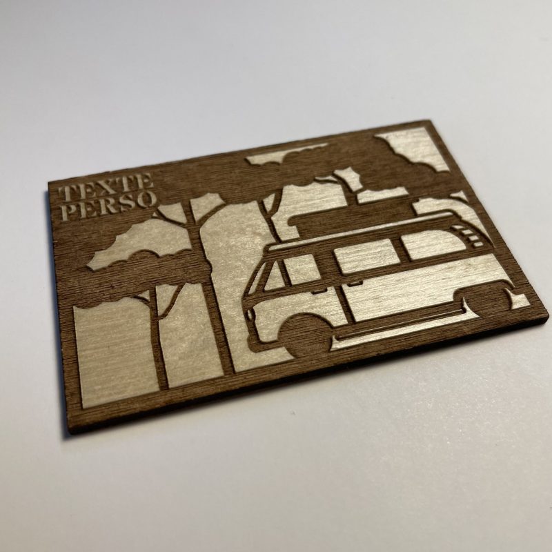 Magnet en bois Van sous la pinède 8 x 5 cm