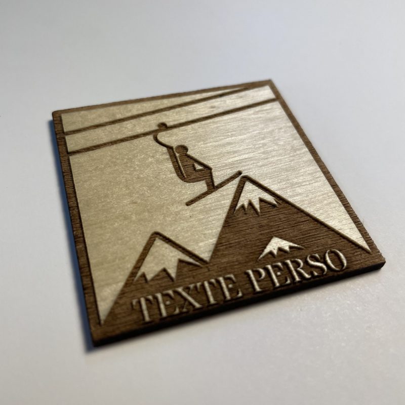 Magnet en bois télésiège 5 x 5 cm