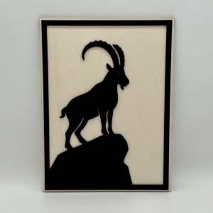 Tableau en bois – relief – Bouquetin sur Roche