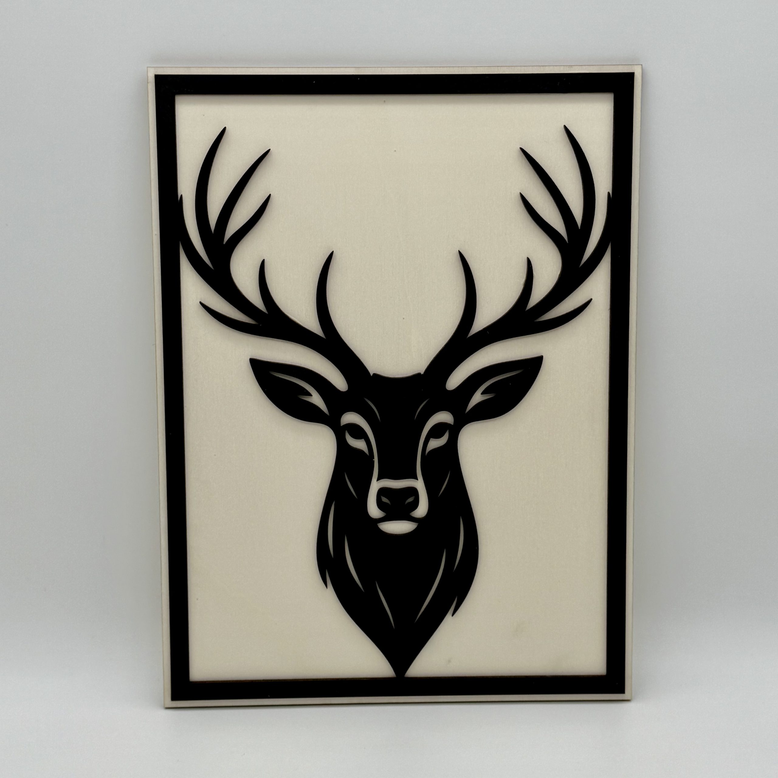 Tableau en bois - relief - Tete de Cerf