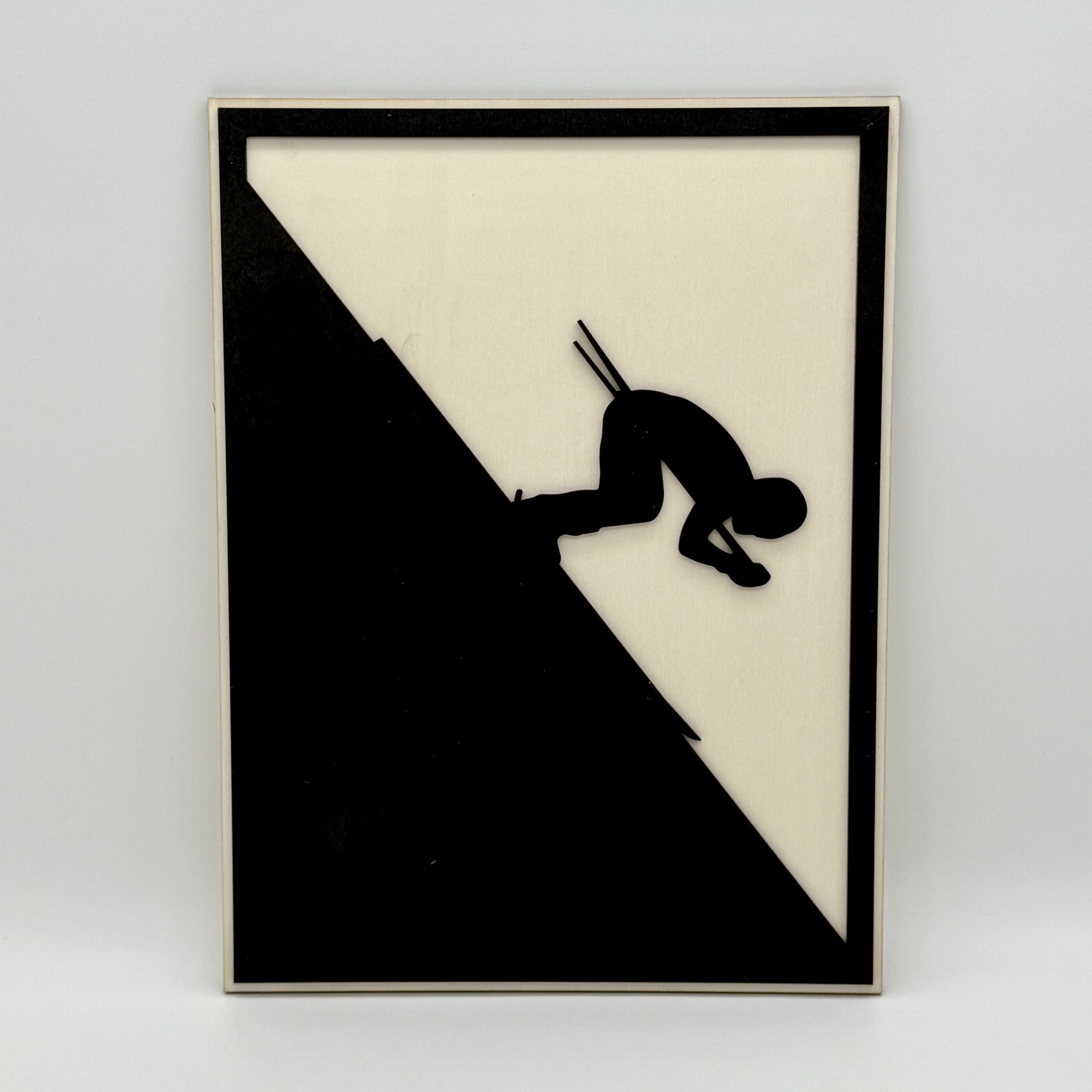 Tableau en bois - relief - Skieur Schuss