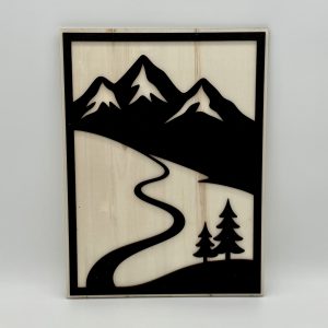 Tableau en bois – relief – Traces de Skis