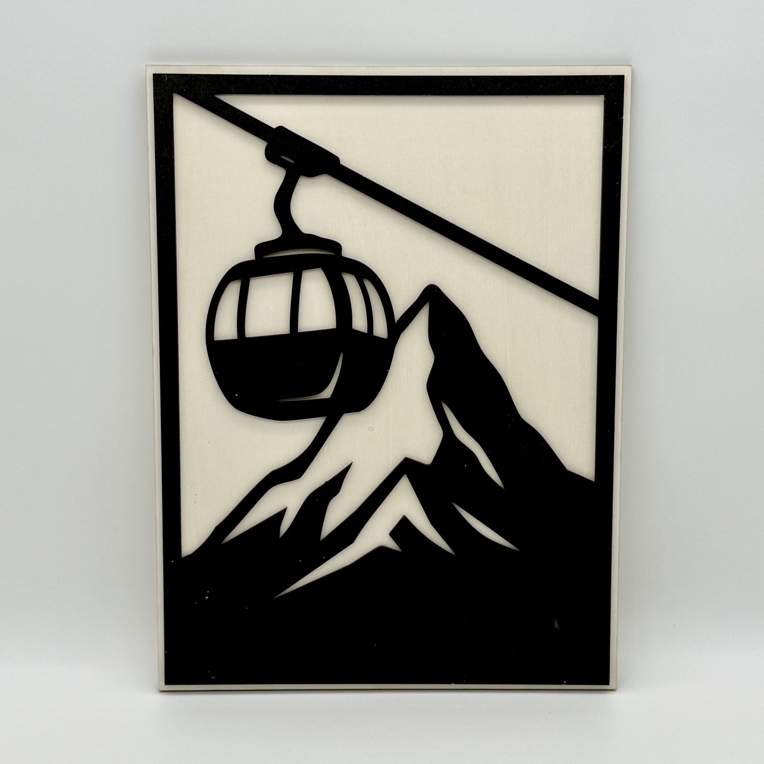 Tableau en bois - relief - Cabine et Sommet