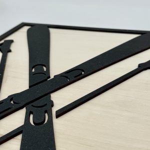 Tableau en bois – relief – Paire de Skis