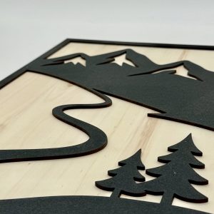 Tableau en bois – relief – Traces de Skis