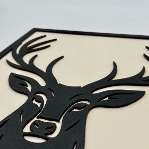 Tableau en bois – relief – Tete de Cerf