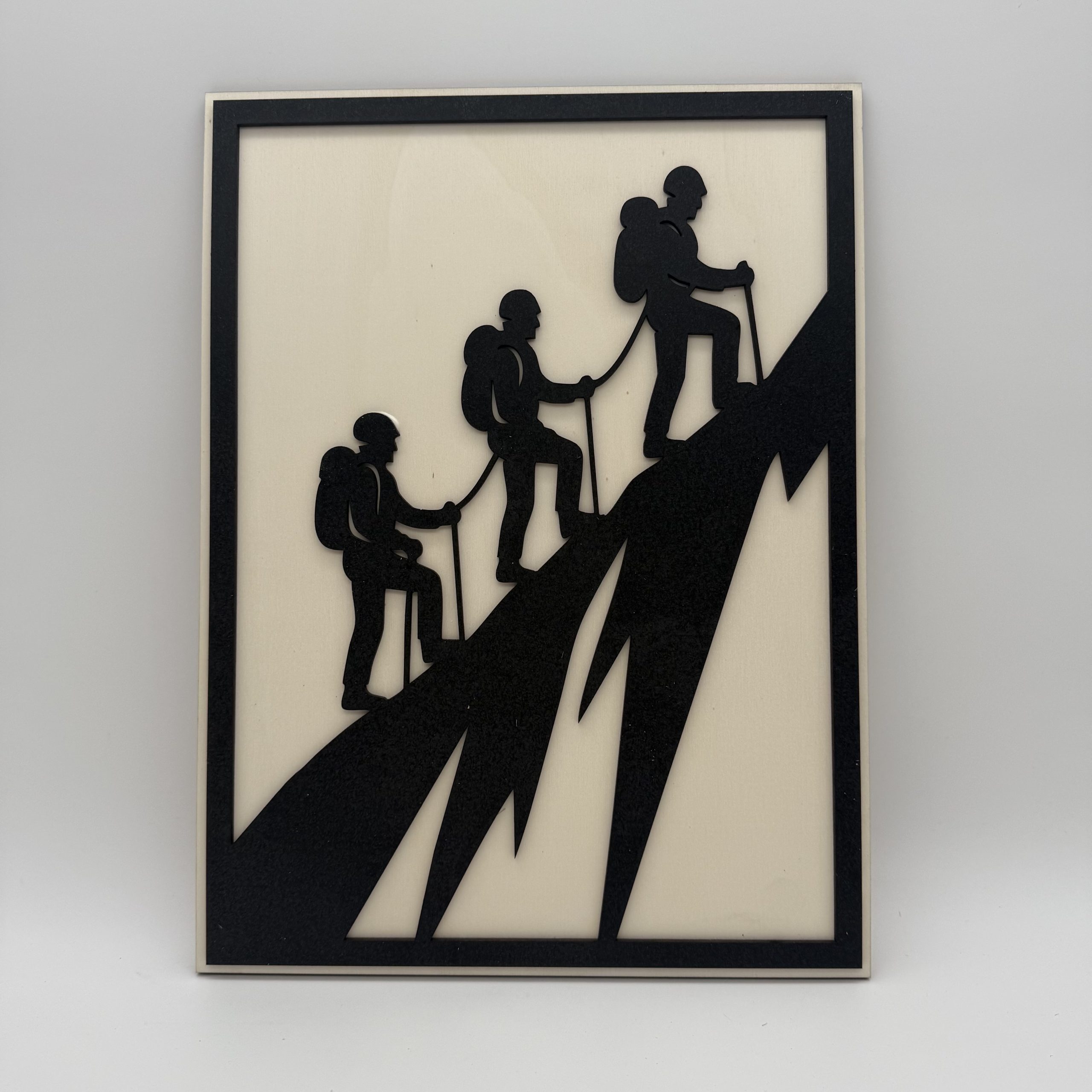 Tableau en bois - relief - Cordée d'Alpinistes